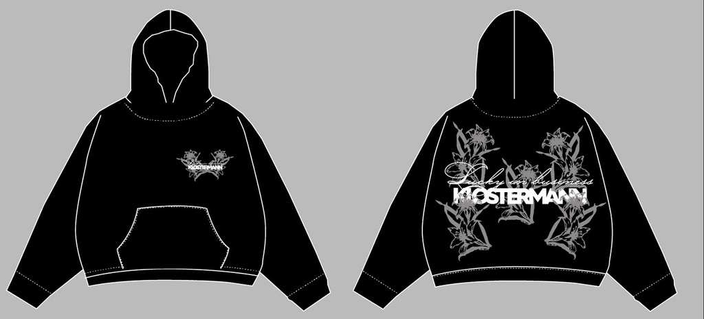 [P001039] Hoodie Black Sepshe (S, Hoodie Floral Minimal)